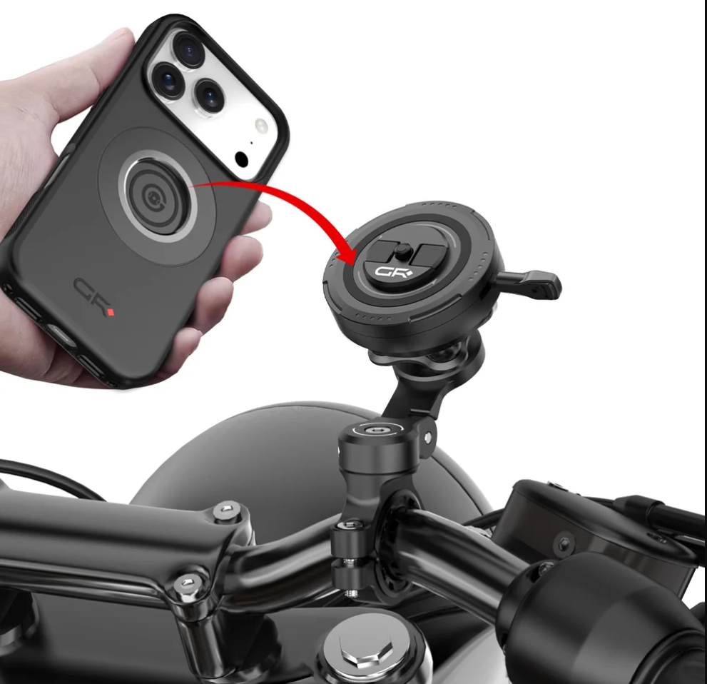 GRXPLORE GR-MT11 Next-Gen Motorcycle Handlebar Phone Mount with Vibration Dampener - Image 3