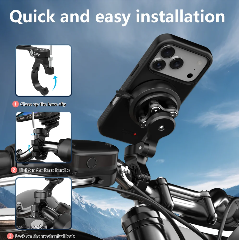 GRXPLORE GR-MT11 Next-Gen Motorcycle Handlebar Phone Mount with Vibration Dampener - Image 7